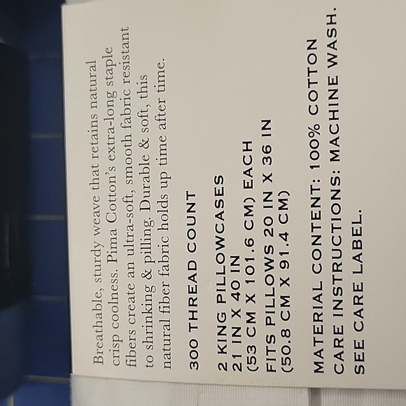 King Hotel Style Pima 300 ct Cotton Pillow Case Set of 2 in Pack - Picture 4 of 5